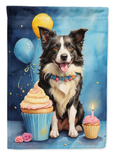 Load image into Gallery viewer, Border Collie Happy Birthday Garden Flag –Dog Birthday Cupcake Yard Decor with Balloons