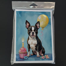 Load image into Gallery viewer, Boston Terrier Happy Birthday Greeting Cards - Blank Note Cards – 8-Pack of Artist-Designed Cards with Envelopes