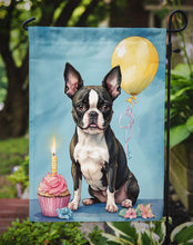 Load image into Gallery viewer, Boston Terrier Happy Birthday Garden Flag –Dog Birthday Cupcake Yard Decor with Balloons