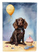 Load image into Gallery viewer, Boykin Spaniel Happy Birthday Garden Flag –Dog Birthday Cupcake Yard Decor with Balloons