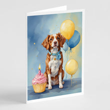 Load image into Gallery viewer, Brittany Spaniel Happy Birthday Greeting Cards - Blank Note Cards – 8-Pack of Artist-Designed Cards with Envelopes