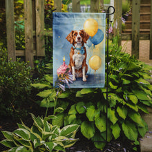 Load image into Gallery viewer, Brittany Spaniel Happy Birthday Garden Flag –Dog Birthday Cupcake Yard Decor with Balloons