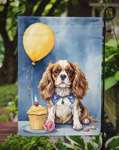 Load image into Gallery viewer, Cavalier Spaniel Happy Birthday Garden Flag –Dog Birthday Cupcake Yard Decor with Balloons