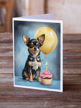 Load image into Gallery viewer, Black and Tan Chihuahua Happy Birthday Greeting Cards - Blank Note Cards – 8-Pack of Artist-Designed Cards with Envelopes