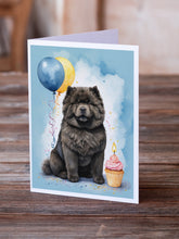 Load image into Gallery viewer, Black Chow Chow Happy Birthday Greeting Cards - Blank Note Cards – 8-Pack of Artist-Designed Cards with Envelopes