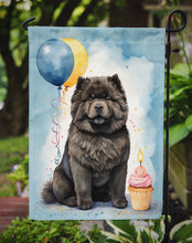 Load image into Gallery viewer, Black Chow Chow Happy Birthday Garden Flag –Dog Birthday Cupcake Yard Decor with Balloons