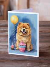 Load image into Gallery viewer, Chow Chow Happy Birthday Greeting Cards - Blank Note Cards – 8-Pack of Artist-Designed Cards with Envelopes