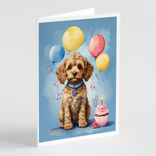 Load image into Gallery viewer, Cockapoo Happy Birthday Greeting Cards - Blank Note Cards – 8-Pack of Artist-Designed Cards with Envelopes