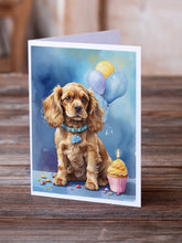 Load image into Gallery viewer, Cocker Spaniel Happy Birthday Greeting Cards - Blank Note Cards – 8-Pack of Artist-Designed Cards with Envelopes