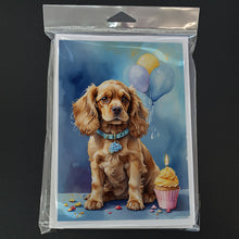 Load image into Gallery viewer, Cocker Spaniel Happy Birthday Greeting Cards - Blank Note Cards – 8-Pack of Artist-Designed Cards with Envelopes