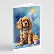 Load image into Gallery viewer, Cocker Spaniel Happy Birthday Greeting Cards - Blank Note Cards – 8-Pack of Artist-Designed Cards with Envelopes