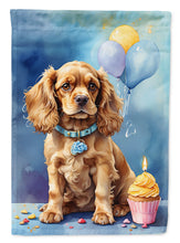 Load image into Gallery viewer, Cocker Spaniel Happy Birthday Garden Flag –Dog Birthday Cupcake Yard Decor with Balloons