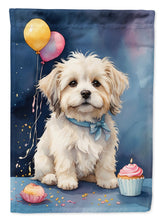 Load image into Gallery viewer, Coton De Tulear Happy Birthday Garden Flag –Dog Birthday Cupcake Yard Decor with Balloons