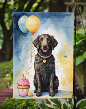 Load image into Gallery viewer, Curly Coated Retriever Happy Birthday Garden Flag –Dog Birthday Cupcake Yard Decor with Balloons