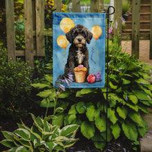 Load image into Gallery viewer, Portuguese Water Dog Happy Birthday Garden Flag –Dog Birthday Cupcake Yard Decor with Balloons