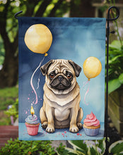 Load image into Gallery viewer, Pug Happy Birthday Garden Flag –Dog Birthday Cupcake Yard Decor with Balloons