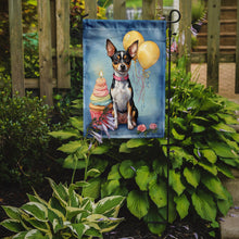 Load image into Gallery viewer, Rat Terrier Happy Birthday Garden Flag –Dog Birthday Cupcake Yard Decor with Balloons