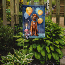 Load image into Gallery viewer, Redbone Coonhound Happy Birthday Garden Flag –Dog Birthday Cupcake Yard Decor with Balloons