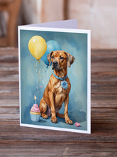 Load image into Gallery viewer, Rhodesian Ridgeback Happy Birthday Greeting Cards - Blank Note Cards – 8-Pack of Artist-Designed Cards with Envelopes