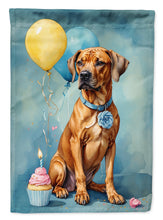 Load image into Gallery viewer, Rhodesian Ridgeback Happy Birthday Garden Flag –Dog Birthday Cupcake Yard Decor with Balloons