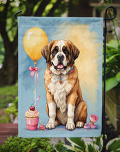 Load image into Gallery viewer, Saint Bernard Happy Birthday Garden Flag –Dog Birthday Cupcake Yard Decor with Balloons