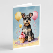 Load image into Gallery viewer, Schnauzer Happy Birthday Greeting Cards - Blank Note Cards – 8-Pack of Artist-Designed Cards with Envelopes