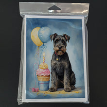 Load image into Gallery viewer, Schnauzer Happy Birthday Greeting Cards - Blank Note Cards – 8-Pack of Artist-Designed Cards with Envelopes