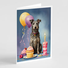 Load image into Gallery viewer, Scottish Deerhound Happy Birthday Greeting Cards - Blank Note Cards – 8-Pack of Artist-Designed Cards with Envelopes