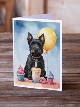 Load image into Gallery viewer, Scottish Terrier Happy Birthday Greeting Cards - Blank Note Cards – 8-Pack of Artist-Designed Cards with Envelopes