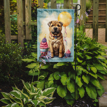 Load image into Gallery viewer, Shar Pei Happy Birthday Garden Flag –Dog Birthday Cupcake Yard Decor with Balloons