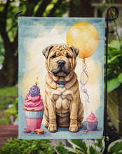 Load image into Gallery viewer, Shar Pei Happy Birthday Garden Flag –Dog Birthday Cupcake Yard Decor with Balloons