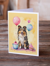 Load image into Gallery viewer, Sheltie Happy Birthday Greeting Cards - Blank Note Cards – 8-Pack of Artist-Designed Cards with Envelopes