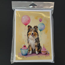 Load image into Gallery viewer, Sheltie Happy Birthday Greeting Cards - Blank Note Cards – 8-Pack of Artist-Designed Cards with Envelopes