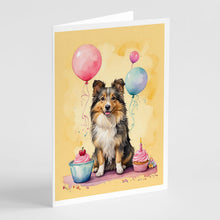 Load image into Gallery viewer, Sheltie Happy Birthday Greeting Cards - Blank Note Cards – 8-Pack of Artist-Designed Cards with Envelopes