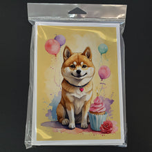 Load image into Gallery viewer, Shiba Inu Happy Birthday Greeting Cards - Blank Note Cards – 8-Pack of Artist-Designed Cards with Envelopes