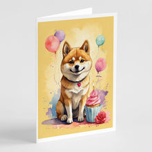Load image into Gallery viewer, Shiba Inu Happy Birthday Greeting Cards - Blank Note Cards – 8-Pack of Artist-Designed Cards with Envelopes