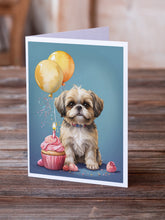 Load image into Gallery viewer, Shih Tzu Happy Birthday Greeting Cards - Blank Note Cards – 8-Pack of Artist-Designed Cards with Envelopes