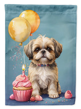 Load image into Gallery viewer, Shih Tzu Happy Birthday Garden Flag –Dog Birthday Cupcake Yard Decor with Balloons