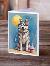 Load image into Gallery viewer, Siberian Husky Happy Birthday Greeting Cards - Blank Note Cards – 8-Pack of Artist-Designed Cards with Envelopes