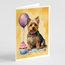 Load image into Gallery viewer, Silky Terrier Happy Birthday Greeting Cards - Blank Note Cards – 8-Pack of Artist-Designed Cards with Envelopes