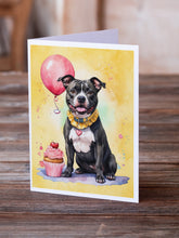 Load image into Gallery viewer, Staffordshire Bull Terrier Happy Birthday Greeting Cards - Blank Note Cards – 8-Pack of Artist-Designed Cards with Envelopes