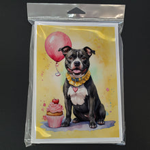 Load image into Gallery viewer, Staffordshire Bull Terrier Happy Birthday Greeting Cards - Blank Note Cards – 8-Pack of Artist-Designed Cards with Envelopes
