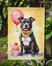 Load image into Gallery viewer, Staffordshire Bull Terrier Happy Birthday Garden Flag –Dog Birthday Cupcake Yard Decor with Balloons