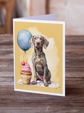 Load image into Gallery viewer, Weimaraner Happy Birthday Greeting Cards - Blank Note Cards – 8-Pack of Artist-Designed Cards with Envelopes