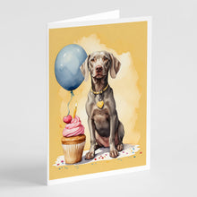 Load image into Gallery viewer, Weimaraner Happy Birthday Greeting Cards - Blank Note Cards – 8-Pack of Artist-Designed Cards with Envelopes