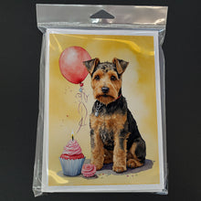 Load image into Gallery viewer, Welsh Terrier Happy Birthday Greeting Cards - Blank Note Cards – 8-Pack of Artist-Designed Cards with Envelopes