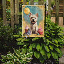 Load image into Gallery viewer, Westie Happy Birthday Garden Flag –Dog Birthday Cupcake Yard Decor with Balloons