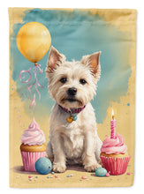 Load image into Gallery viewer, Westie Happy Birthday Garden Flag –Dog Birthday Cupcake Yard Decor with Balloons