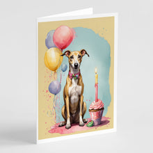 Load image into Gallery viewer, Whippet Happy Birthday Greeting Cards - Blank Note Cards – 8-Pack of Artist-Designed Cards with Envelopes