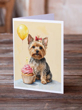 Load image into Gallery viewer, Yorkshire Terrier Happy Birthday Greeting Cards - Blank Note Cards – 8-Pack of Artist-Designed Cards with Envelopes